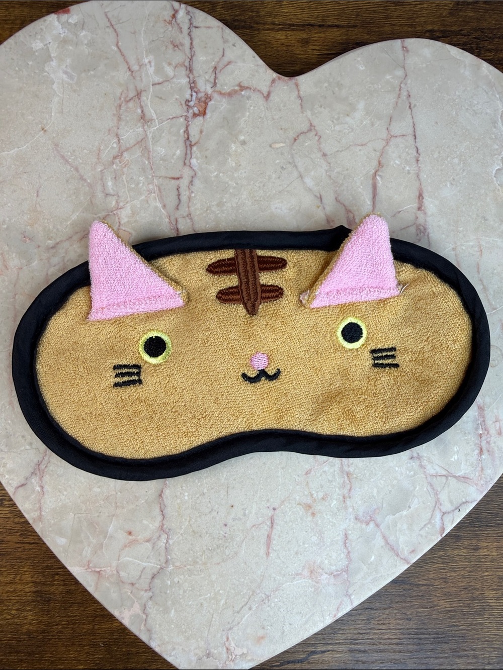 Cute Kitty Sleep Mask in Tan and Pink